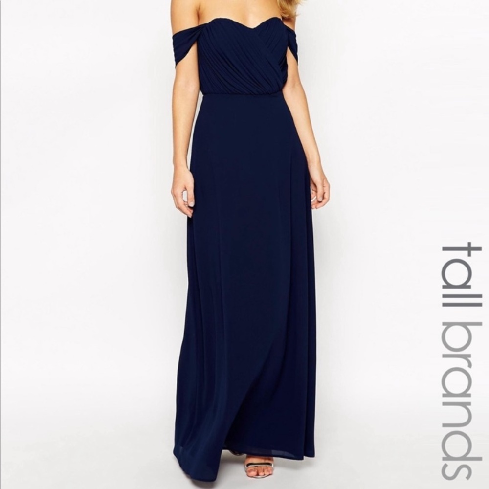 NWT Jarlo Navy Sweetheart Chiffon Dress UK Size 8 US Size 4